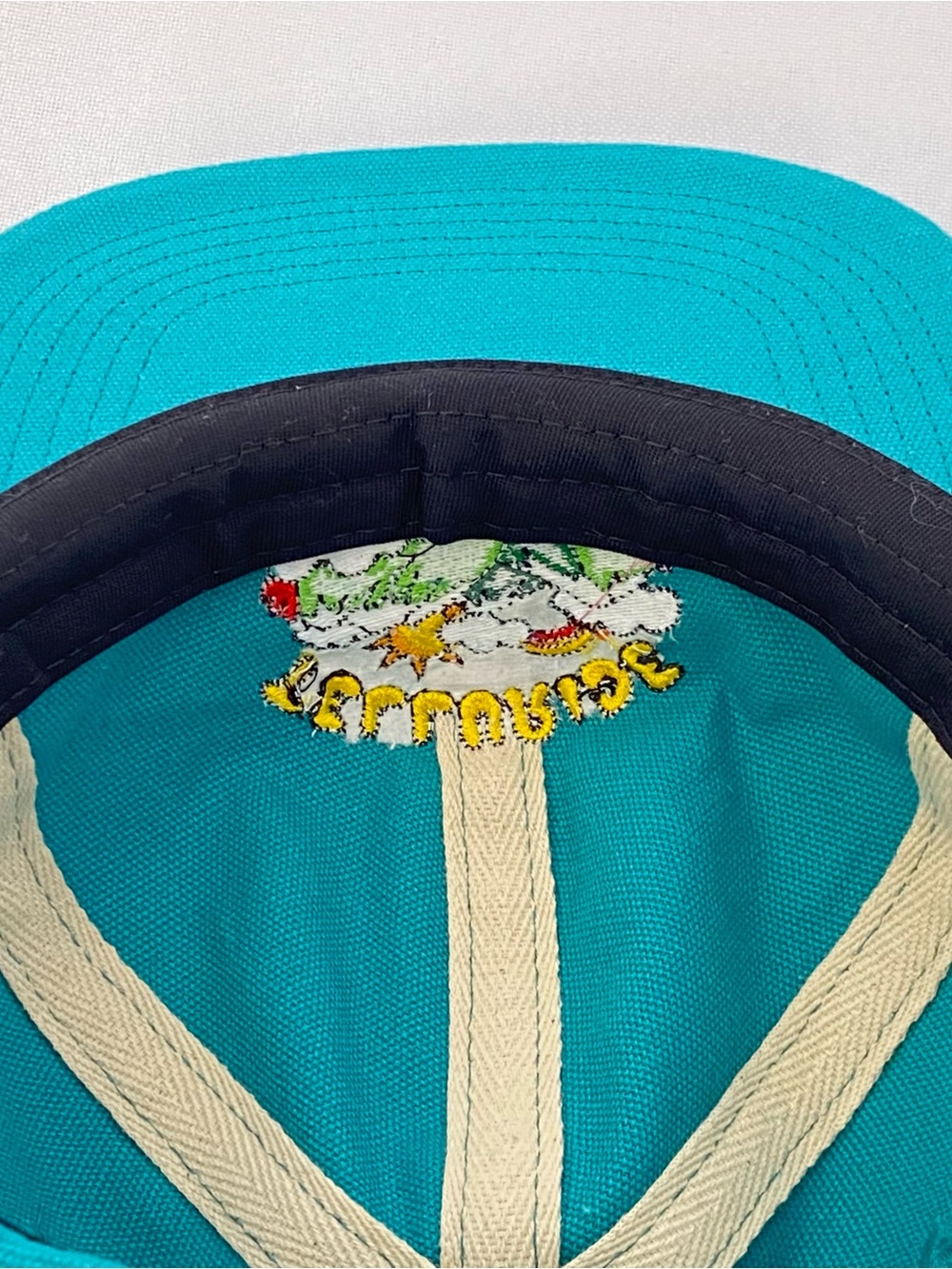 Needle Rock Threads Telluride Canvas Hat Teal 100% Cotton Mountains & Rainbow - Picture 11 of 14